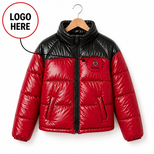 Veste d'hiver matelassée unisexe de haute qualité avec logo personnalisé, style régalia maçonnique, col montant brillant et capuche - Product Image 1
