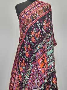 Fashion Mirror Work <b>Shawl</b> Traditional Scarves <b>Shawls</b> & Hijab Luxury Embroidered <b>Wrap</b> for <b>Women</b> Cultural Festive Occasion Wear - Product Image 3