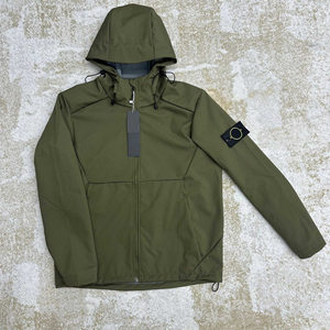 Autumn Style Men's Hooded stone Windproof <b>Zipper</b> <b>Jacket</b> Solid Color Polyester Outdoor Wear Left Sleeve Logo - Product Image 5