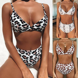 Women Dot Pattern <b>Bikini</b> <b>Set</b> Deep V Neck High Waist 2 Piece Swimwear Stretch Spandex Polyester Quick Dry - Product Image 5