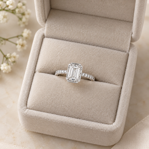 Bague en or massif 10k 14k 18k, nouveau design, sertie de diamants émeraude taille brillant et de diamants de laboratoire, pour femme, bague en diamant de qualité supérieure - Product Image 1