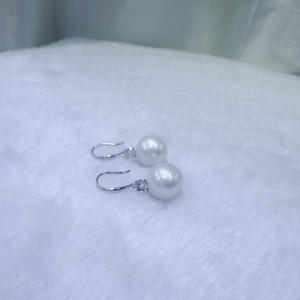 Pendientes de Perlas de Agua Dulce Naturales de Zhuji, 12-13 mm, Redondos, Casi Impecables, con Fuerte Brillo, Plata Pura, Estilo Gancho Hecho a Mano - Product Image 3