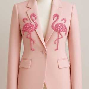 White beaded <b>jacket</b> patch Polyester beaded flower applique <b>Sequin</b> bullion wire embroidery Men stage blazer decoration - Product Image 3