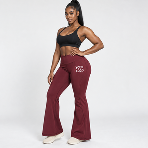 Ribbed Flare <b>Leggings</b> Ribbed <b>Texture</b> Yoga Trousers Daily Fitness Factory Direct Fitness Clothing Manufacturer Yoga Fitness Wear - Product Image 3