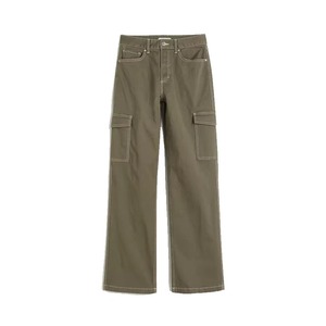 Pantalon cargo homme taille mi-haute en coton imperméable, cinq poches, devant plissé, fermeture éclair, coupe ample, service OEM - Product Image 2