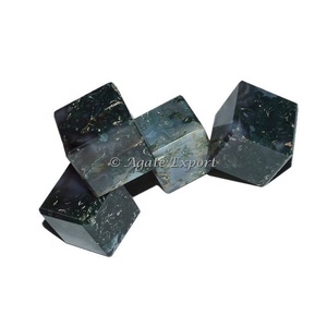 Cubo de ágata de musgo verde de cristal Natural de alta calidad al por mayor piedra caída artesanía de piedra de cristal curativa - Product Image 1