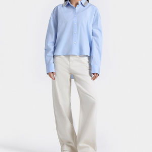 กางเกงขายาวทรงตรงแฟชั่นใหม่สำหรับผู้หญิง สวมใส่สบาย เอวสูง ระบายอากาศได้ดี สไตล์วินเทจ รับผลิตแบบ OEM - Product Image 1