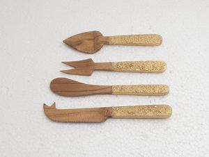 Cuchara de madera para comer, juego de cubiertos, mesa de diseño de alta calidad, mango de hormigón plateado, corte de queso, nuevo aspecto - Product Image 6