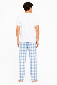 Ensemble de pyjama en coton pour homme, vêtements de nuit à carreaux de qualité supérieure, pyjama à manches courtes, tenue de détente confortable, tissu doux, ensemble coordonné de pyjama - Product Image 3