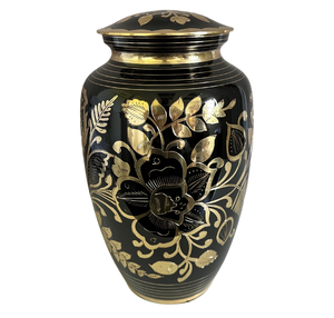 Urna Conmemorativa de Latón Negro con Grabado de Hojas, Estilo Americano/Europeo, para Guardar Cenizas de Adultos - Product Image 3