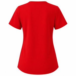 Haut de blouse médicale pour femme, extensible, col en V, manches courtes, avec poche poitrine, uniforme de travail, vente en gros - Product Image 2