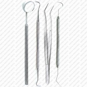 Dental Examination Tools Kit Of 4 PCS Explorer <b>Sickle</b> Scaler Tweezers Mirror Stainless Steel Dental Diagnostic Kit CE Certified - Product Image 3