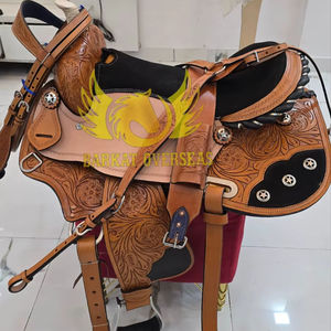 Silla de montar de cuero premium, tallada a mano con motivos florales, duradera, para espectáculos ecuestres, carreras de barriles, portátil, para equitación. - Product Image 1