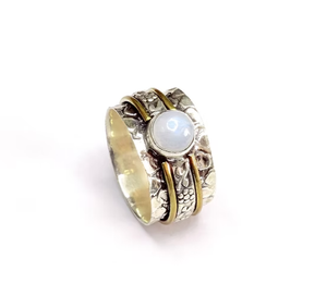 Handmade Wide Band Moonstone <b>Spinner</b> <b>Ring</b> Trendy Fashionable Style Tarnish Free Jewelry For Unisex Wear - Product Image 3