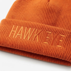 Bonnet orange personnalisé avec logo brodé, unisexe, en tricot côtelé, style décontracté, streetwear, couleur unie - Product Image 4
