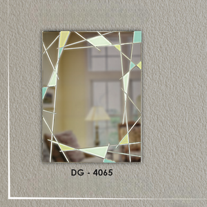 Rectangular Wall-Mounted Designer <b>Mirror</b> with V-Groove Work Frameless Art Decor Style - Product Image 4