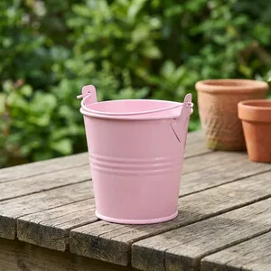 Seau en métal rose avec poignée, rangement multifonctionnel, support pour fournitures artisanales, pour événements, école, fête, maison, jardin, décoration - Product Image 4