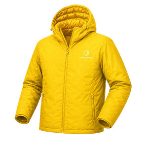 Chaqueta Acolchada con Capucha para Hombre, Color Amarillo Sólido, Impermeable, Resistente al Viento, Aislante para Invierno, Abrigo Térmico para Exteriores, con Cierre Completo, OEM ODM - Product Image 2