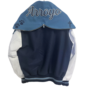 Veste universitaire d'hiver South Hills, couleur personnalisée, 100 % laine, broderie, design patchwork, col rabattable, coupe classique - Product Image 3
