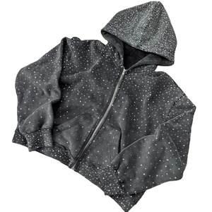 2026ฮู้ดพลอยเทียมทรงโอเวอร์ไซส์แบบกำหนดเองแนวสตรีทแวร์มีซิปรูดผลิตจากผู้ผลิตของผู้ชาย - Product Image 1