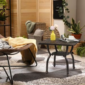 Cast Aluminum Anti-Rust Outdoor Square End Table Patio Coffee Bistro Table for Indoor Garden Porch Balcony - Product Image 4