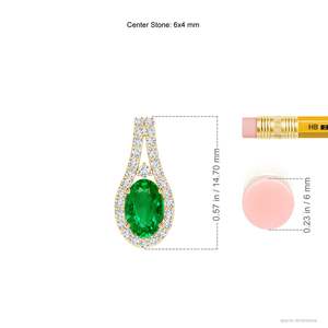14K <b>Solid</b> <b>Gold</b> Natural Emerald Classic Diamond Halo <b>Pendant</b> Fine Jewellery Neo Heritage Wedding Anniversary Gift For Her 2026 - Product Image 3