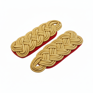 Épaulettes Cérémonielles Personnalisées, Plaques d'Épaule en Tissu Rouge avec Fil Doré, Accessoires d'Uniforme - Product Image 3