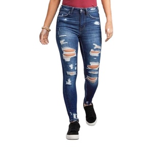 Pantalones vaqueros ajustados de cintura alta para mujer, ropa de calle, pantalones vaqueros rasgados de mezclilla, Pantalones vaqueros de moda para mujer, pantalones vaqueros informales rasgados de BD - Product Image 1