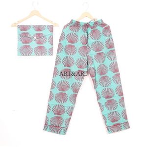 ชุดนอนผู้หญิงสุดหรู ชุดนอนขายาวพิมพ์ลาย เสื้อใส่สบายสำหรับอยู่บ้าน ชุดนอนผ้าฝ้าย 100% เนื้อผ้านุ่มใส่ได้ทุกวัน - Product Image 2