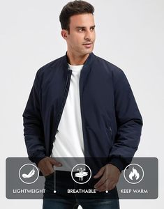 Men's <b>Jackets</b>-Bomber <b>Jacket</b> Fall Winter <b>Warm</b> Windbreaker Full Zip Casual Coats - Product Image 3