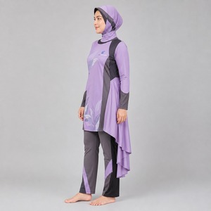 Ensemble Burkini Modeste 4 Pièces au Design Moderne pour la Plage - Structure Flexible, Mouvement Libre, Protection UPF50+, Extensible dans les Quatre Sens, Coupe Ajustée - Product Image 3