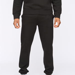 Pantalones Deportivos Negros para Hombre, de Color Sólido, Cintura Elástica, Casuales, con Bolsillos Laterales, Pantalones de Algodón de Punto de Peso Medio, para Otoño - Product Image 1
