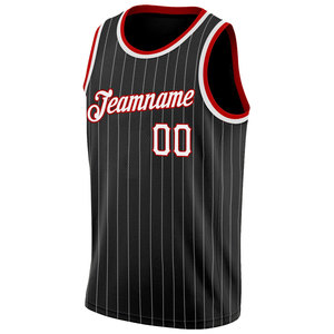 Camiseta de Baloncesto Personalizada Negra con Rayas Finas sin Mangas, Impresión Sublimada, Nombre del Equipo 00, Unisex para Adultos, Ropa Transpirable de Malla - Product Image 2