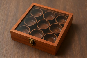 Handcrafted Wooden Spice <b>Box</b> 9 Compartment <b>Masala</b> Dabba with Glass Lid Traditional Kitchen Spice Storage Organizer - Product Image 6