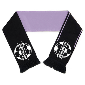 Breathable Football <b>Scarf</b> <b>Black</b> Purple Acrylic Long Sporty Winter Fan Supporter <b>Scarf</b> With Name Printed - Product Image 1