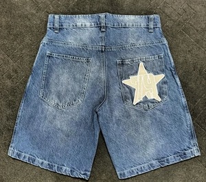 <b>Men</b> Woolen <b>Jeans</b> Shorts Front Logo Washed Distressed Casual Summer Streetwear Sporty Anti-Wrinkle Short Pants ODM Supplier - Product Image 2