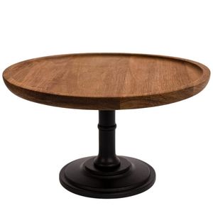 Minimalist Round Wood <b>Cake</b> Black base <b>Stand</b> Handmade Pedestal Dessert Display for Wedding Birthday Party Table for hotel - Product Image 1