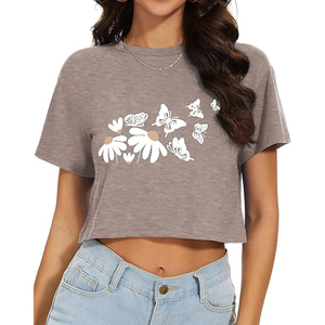 Camiseta Corta Personalizada para Mujer, Estilo Oversize, de Algodón, Holgada, de Manga Corta, Lisa, Informal, para el Verano - Product Image 6