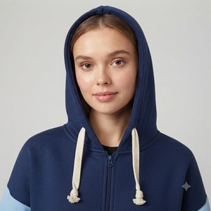 Sweat à capuche zippé intégral noir épais pour homme, coupe confortable, veste décontractée de sport avec poches avant et cordons épais - Product Image 2