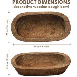 Bol à pâte artisanal en bois de manguier pour la décoration de la maison, les mariages et les décorations de Noël, la cuisine - Product Image 2