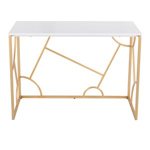 Escritorio contemporáneo Constellation en metal dorado y madera blanca - Product Image 5