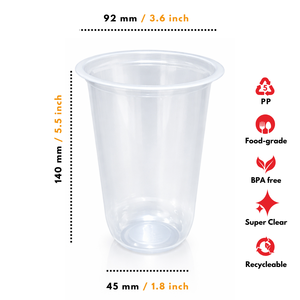 Gobelet esthétique en polypropylène PP de qualité alimentaire, forme en U, 8 g, 18 oz, pour café, fabriqué en Indonésie - Product Image 2