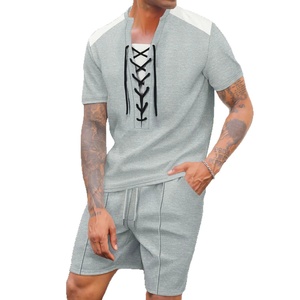 Conjunto Deportivo de Verano para Hombre, Camiseta y Pantalones Cortos de Alta Calidad, Multicolor, Estilo Casual, 2 Piezas - Product Image 1