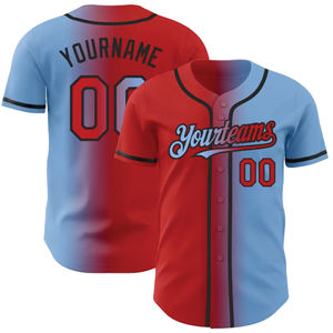 เสื้อเบสบอลโพลีเอสเตอร์สีส้มและชมพูไล่เฉดฟ้าอ่อนแบบกำหนดเองคุณภาพสูง เสื้อเบสบอลแฟชั่นไล่เฉดสีแบบดั้งเดิม - Product Image 5