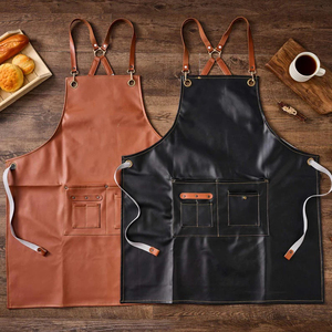 Men's Brown Genuine Leather Reusable Work Coverall Pockets Needle Detection Water Resistant for Kitchen Cooking HARAZ HRZ-215 - Product Image 4