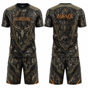 Ensemble chemise et short à manches courtes imprimé floral pour homme MEGAMAPLE, polyester respirant, vêtements d'été pour adultes, vêtements de plein air - Product Image 1