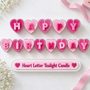 Heart Shaped <b>Alphabet</b> Scented Tealight <b>Candles</b> Personalized Letter Wax <b>Candle</b> Pink Romantic Valentine's Day Decorative Mini - Product Image 2