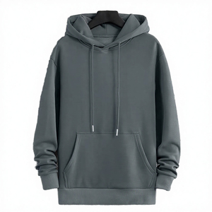 Men's Solid Color <b>Fleece</b> Hooded Sweatshirt Regular Fit Casual Pullover With Front Pocket Autumn Wear - Product Image 4