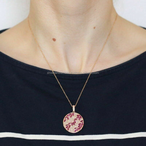 Premium Trendy Women Fashion 925 <b>Silver</b> Sterling Rose Gold Plated Gemstone Moissanite Custom Circle Pendant Charm <b>Necklace</b> Party - Product Image 6