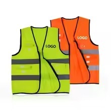 High Visibility Safety Vest Reflective Workwear Unisex <b>Orange</b> Polyester <b>Hi</b> <b>Vis</b> Industrial Uniform - Product Image 4